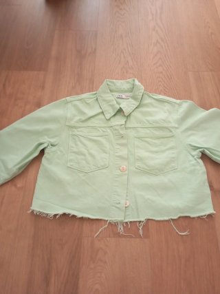 Cazadora vaquera Zara verde menta Talla S