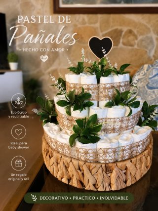 Tarta de pañales bebé en Mallorca.
