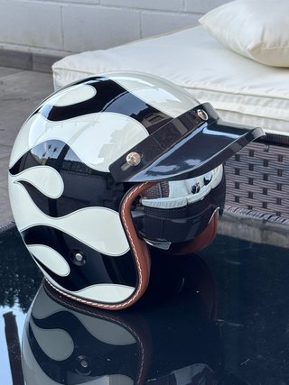 Casco Moto jet Retro Llamas