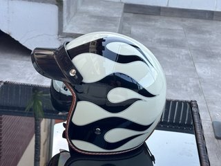 Casco Moto jet Retro Llamas