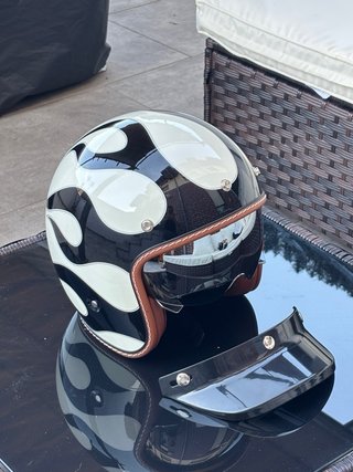 Casco Moto jet Retro Llamas