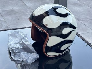 Casco Moto jet Retro Llamas