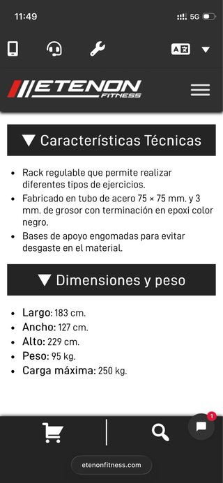 Rack para ejercicios de fuerza gimnasio