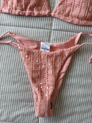Conjunto Bikini Rosa Lentejuelas Talla M