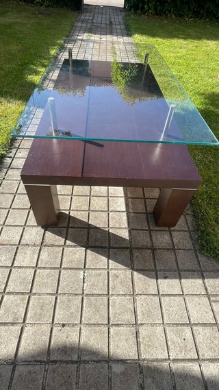 Mueble salón madera y cristal