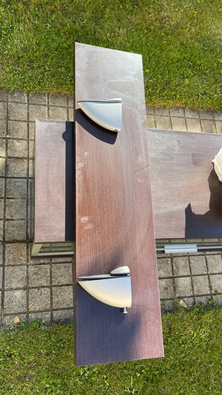 Mueble salón madera y cristal