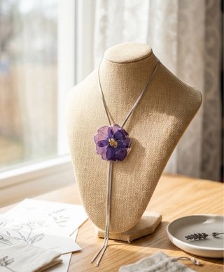 Collar tipo corbata flor preservada