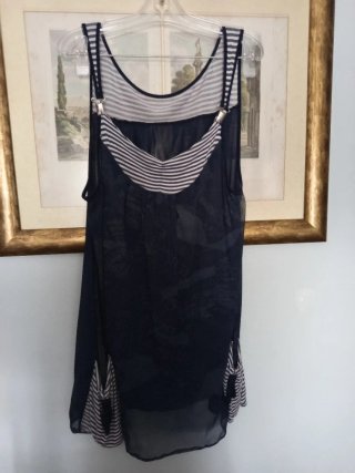 Vestido de verano 2 piezas azul marino con rayas