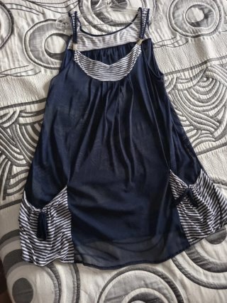 Vestido de verano 2 piezas azul marino con rayas