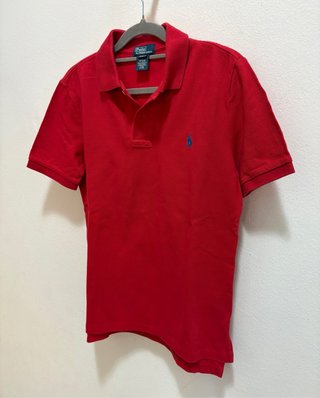 Polo Ralph Lauren rossa logo blu donna XS