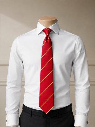 Corbata LESTER Seda Italiana Roja Rayas Doradas