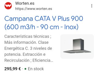 Campana Extractora Cata  Inox de 90.