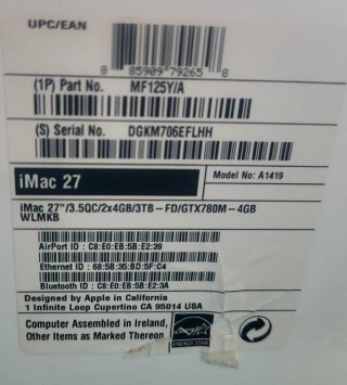 Apple iMac 27 Plata A1419