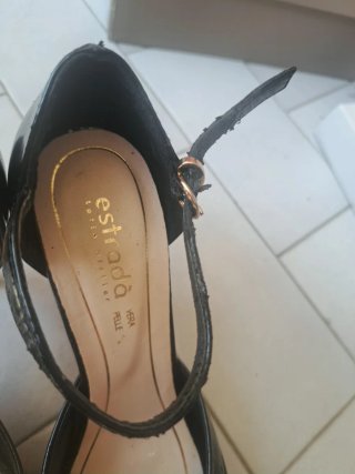 Décolleté Estrada tacco nero oro