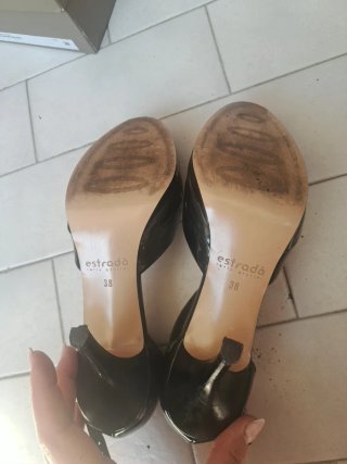 Décolleté Estrada tacco nero oro