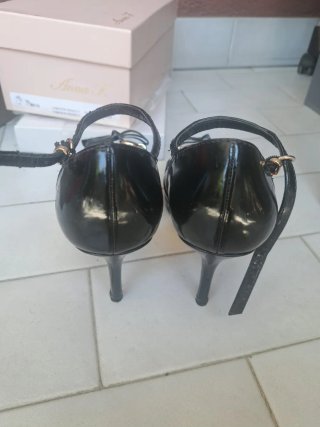 Décolleté Estrada tacco nero oro