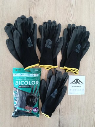 Lote 9 pares guantes trabajo látex XL Nuevos