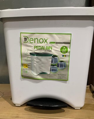 Cubo de reciclaje Denox con pedal 50L blanco