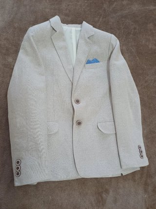 Traje Lino Niño Talla 9 Beige Azul