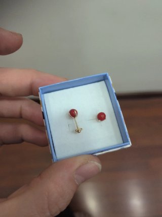 Pendientes Oro 4 Garras Coral tamaño grande