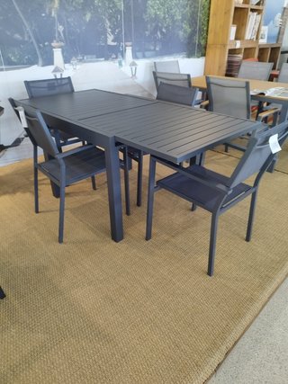 Conjunto de jardín: mesa extensible + 4 sillones
