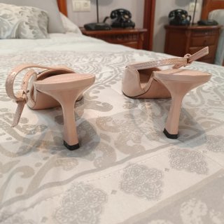 Zapatos Mango Tacón Beige Hebilla