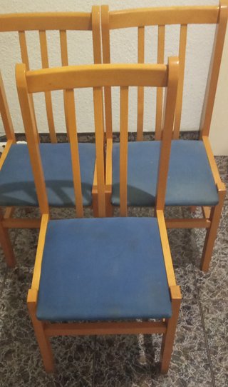 Juego de 4 Sillas de Comedor Madera Azul