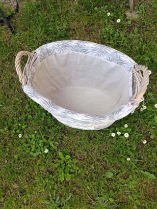 Cesta decorativa hogar mimbre y tela