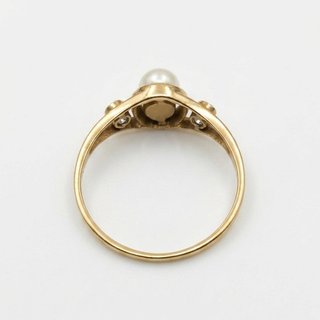 Anillo oro 18k perla y diamantes