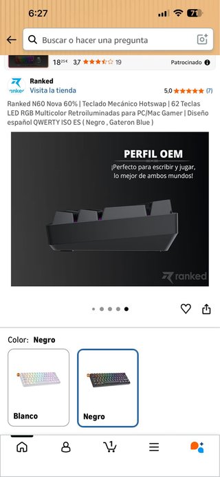 Teclado Mecánico 60% Gateron Blue