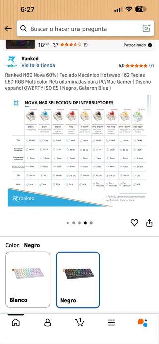 Teclado Mecánico 60% Gateron Blue