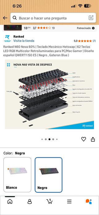 Teclado Mecánico 60% Gateron Blue