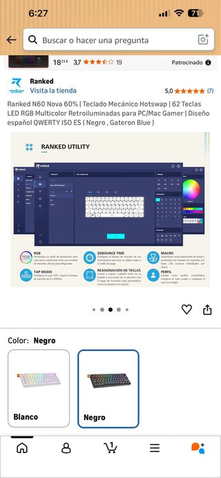 Teclado Mecánico 60% Gateron Blue