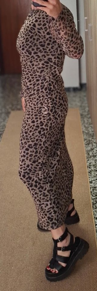 Vestido largo ajustado NUEVO Mango Animal Print L