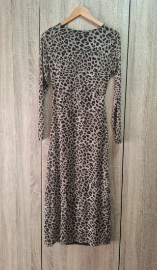 Vestido largo ajustado NUEVO Mango Animal Print L