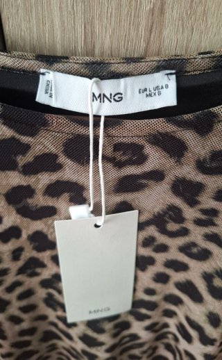Vestido largo ajustado NUEVO Mango Animal Print L
