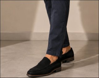 Zapatos de ante negro elegantes talla 45