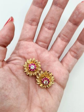 Pendientes Oro 18kt Flor Circonitas