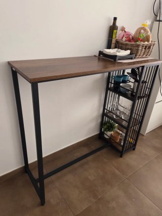Tavolo alto stile bar in legno e metallo
