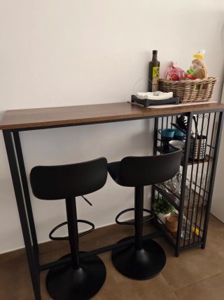 Tavolo alto stile bar in legno e metallo