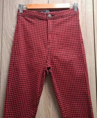 Pantalones pitillo Punk cuadros vichy Bershka T.36