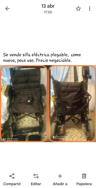 Silla eléctrica plegable.