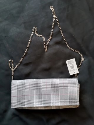 Bolso de mano Mia Vita cuadros gris y rojo