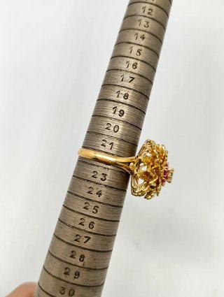 Anillo Oro 18kt Flor con Circonitas