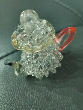 Micro Teiera in vetro di Murano con manico rosso