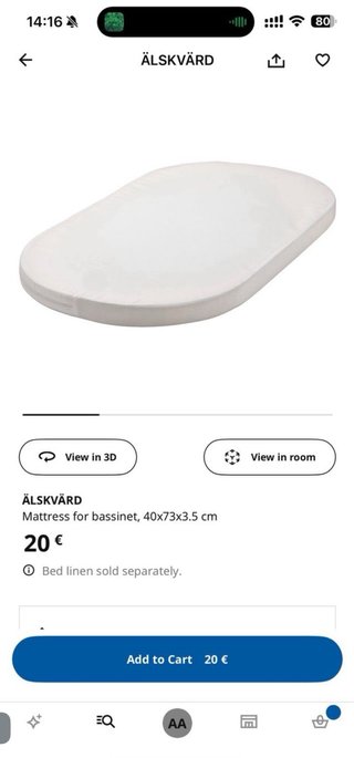 Cuna bebé IKEA con ruedas