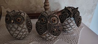 3 Buhos Decorativos Beige y Dorado