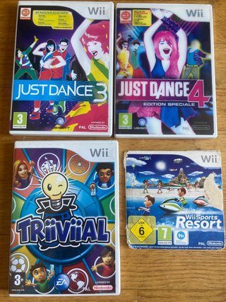Pack 4 Juegos Wii: Just Dance 3, 4, Trivial y Reso