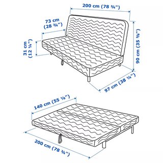 Sofá Cama Ikea NYHAMN Gris Tela