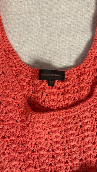 Vestido Crochet Naranja y Rayas